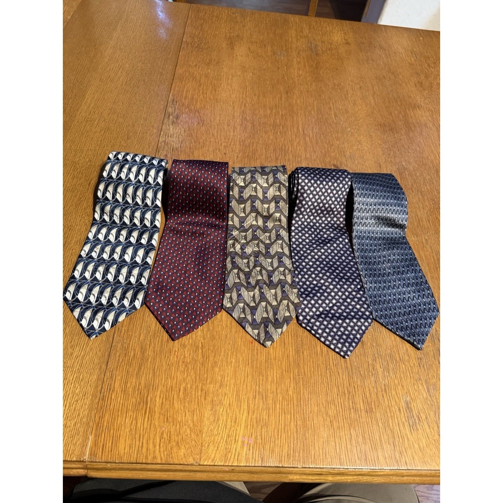 Van Heusen Silk Tie Lot of 5 Classic Collection Geometric Vintage 57–58"‎